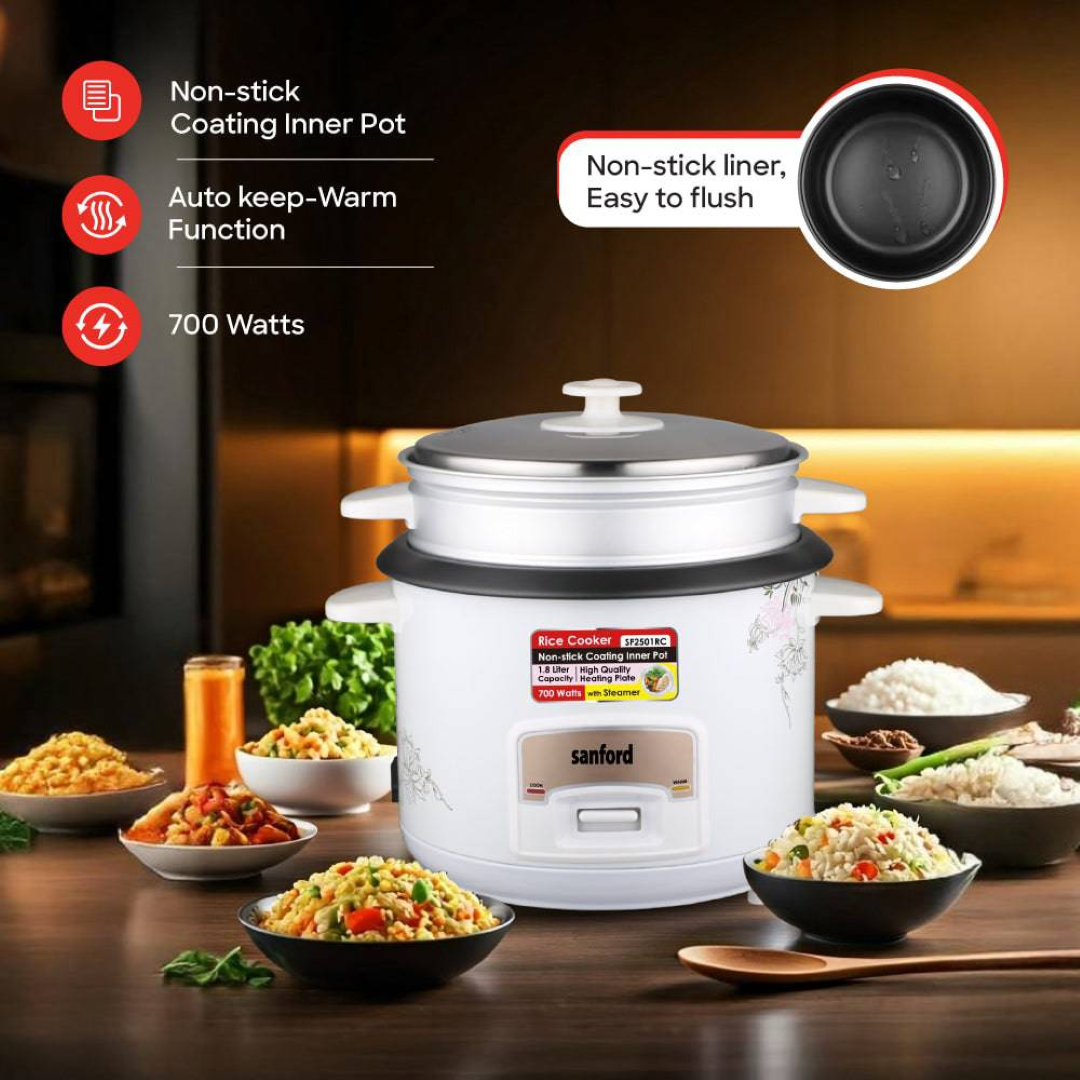 SANFORD RICE COOKER W STEAMER 1.8L 700W SF2501RC